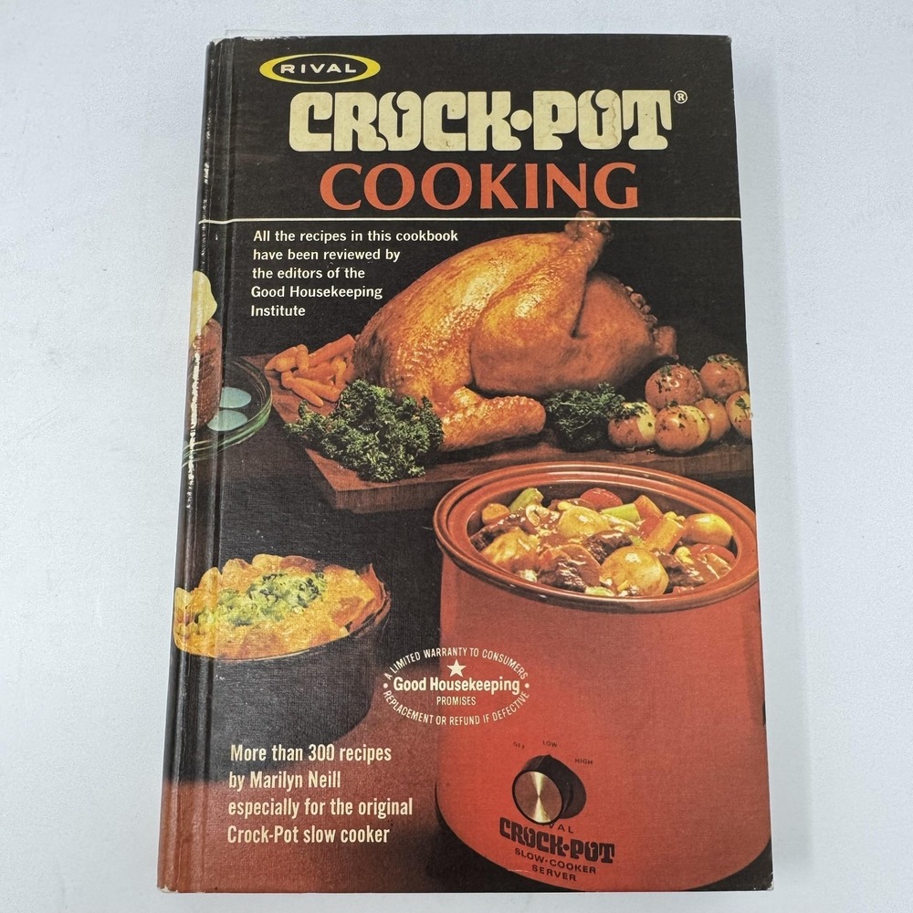 Vintage Crock-Pot Cooking Neill HC Linden Press Illustrated Pat Stewart 1975 USA